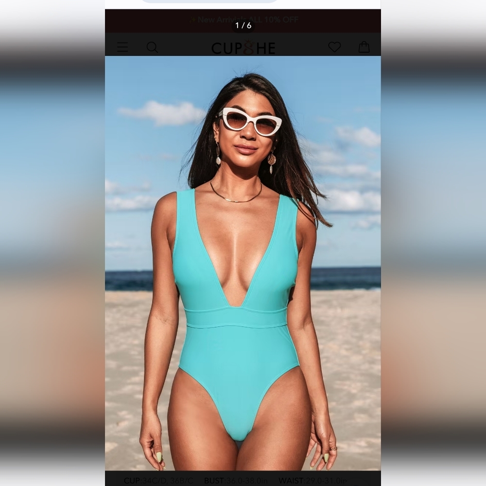 Cupshw Saint Tropez Plunge Wide Straps One Piece Bathing Suit